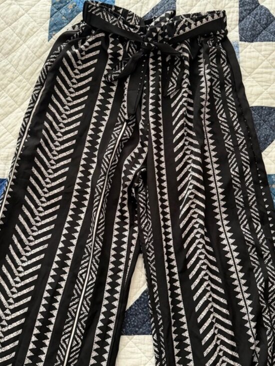 SHEIN Pants - Black & White Patterned Wide-Leg Pants with Tie Waist and Orange pants bundle!